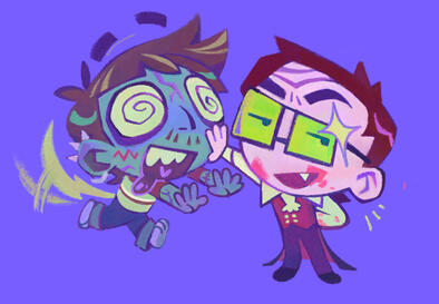 this super cute & sweet halloween drawing is by @vikipuntocom on insta!